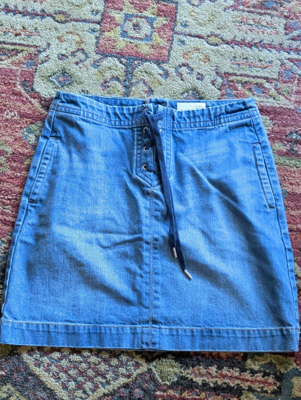 Loft Casual Blue Denim Lace-Up Women’s Skirt